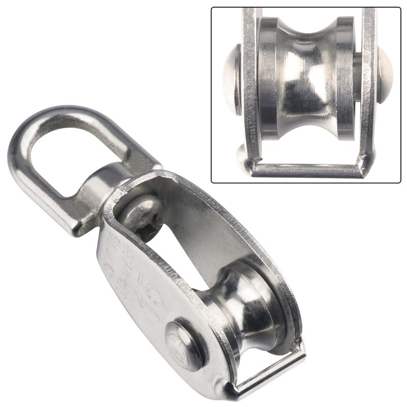 GENHAKON 18 PCS M15 Stainless Steel Crane Pulley Blocks with Swivel Hooks, Anti-Rust, Durable Single Pulley Block, Reliable Lifting and Towing Wheels for Wire Rope, Camping, Hiking, and More by - Image 3